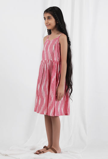 Pink Ikat Cotton Dress
